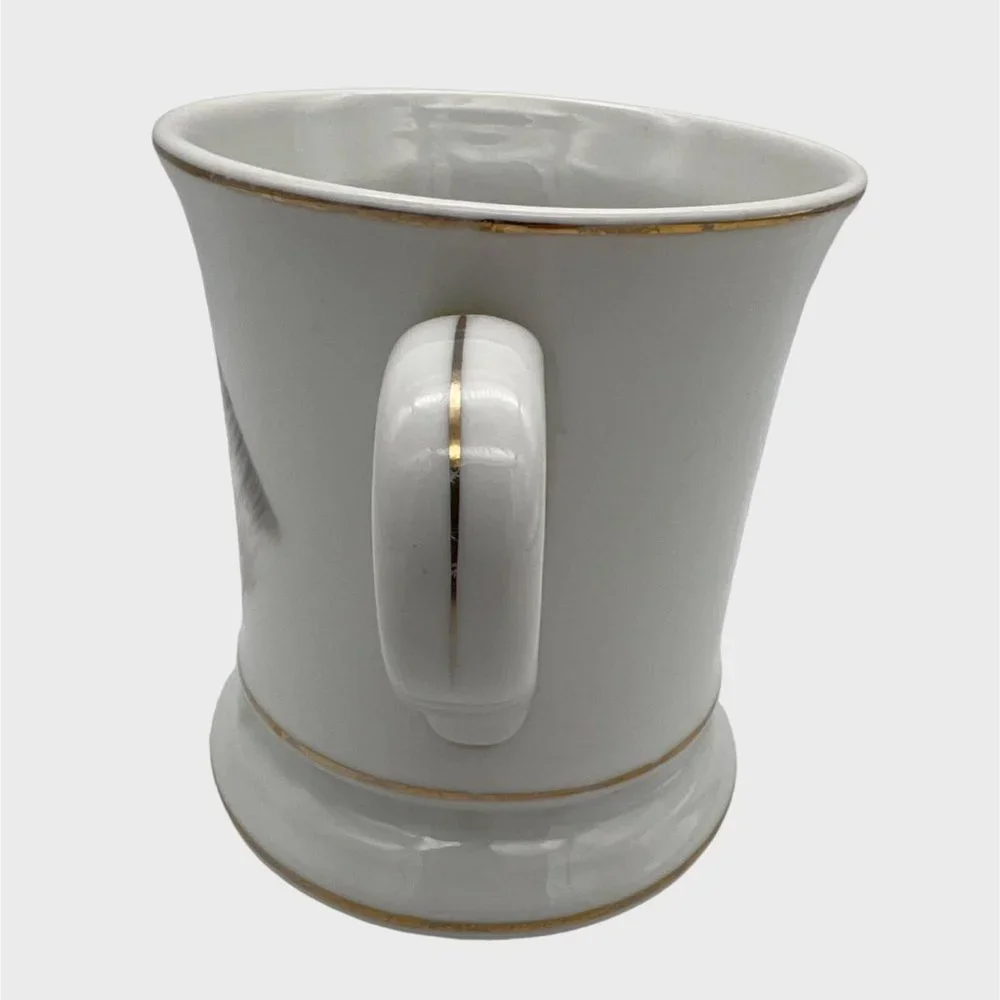 Vintage Horse Themed Shaving Mug Ceramic White & Gold Trim 4